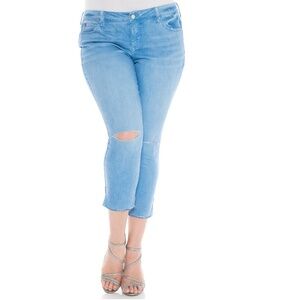 SLINK JEANS The Frayed Curvy Hem Crop Jeans